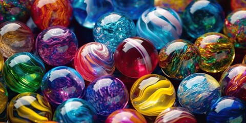 Fototapeta na wymiar AI Generated. AI Generative. Graphic vibrant pattern of colorful circle ball marbles. Graphic Art