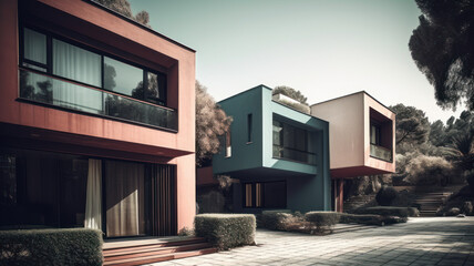 Fototapeta na wymiar Beautiful Houses of Modern Architecture. 