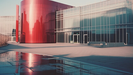 Plakat modern architecture in polaroid style created with Generative AI technology