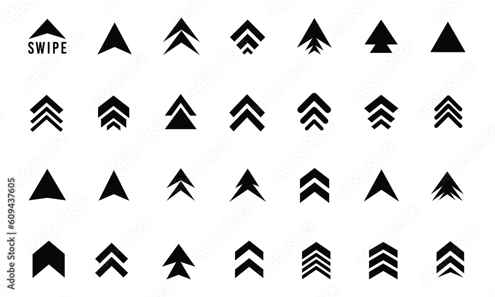 Canvas Prints swipe up arrow icon set. swipe up. black arrows, buttons and web icons. social media application. sc