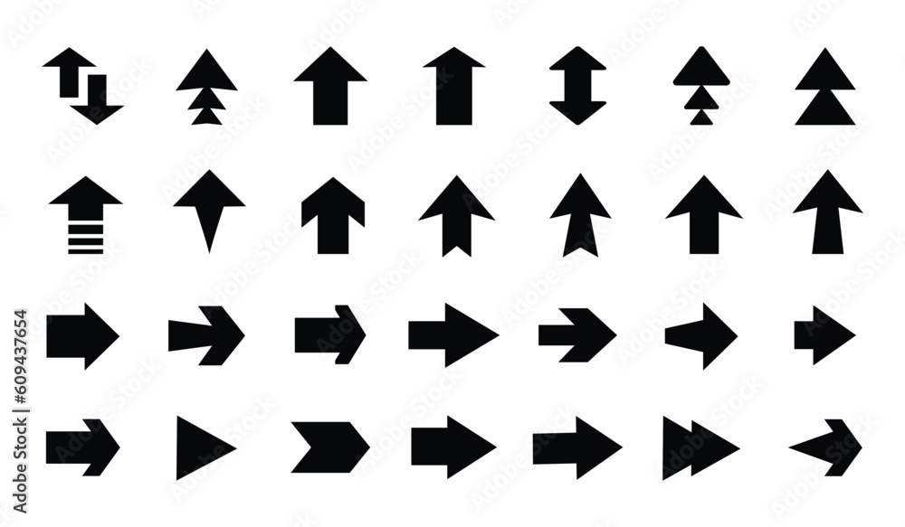 Poster up arrows collection. flat vector arrow set. isolated on right arrow symbols. vector illustration