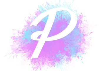 Watercolor stains with transparent background and letters of the alphabet. Handwritten alphabet with watercolor texture.