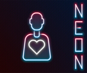 Glowing neon line Volunteer icon isolated on black background. Colorful outline concept. Vector