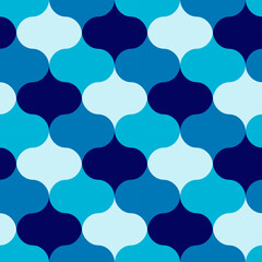 Abstract blue shades ornament repeat pattern. Vector seamless pattern design for textile, fashion, paper and wrapping. 
