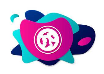 Color Petri dish with bacteria icon isolated on white background. Abstract banner with liquid shapes. Vector