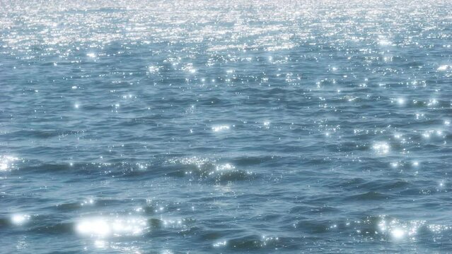【夏】海の波がきらきらと反射しながら流れる風景　スローモーション