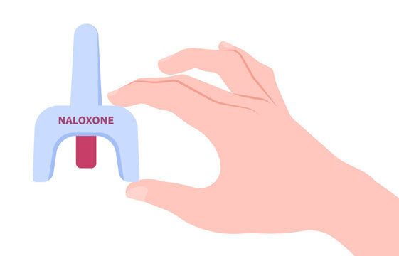 Hand hold the Oxycodone Morphine medication and Naloxone used to block the effects of opioids to save life in emergency case healthcare