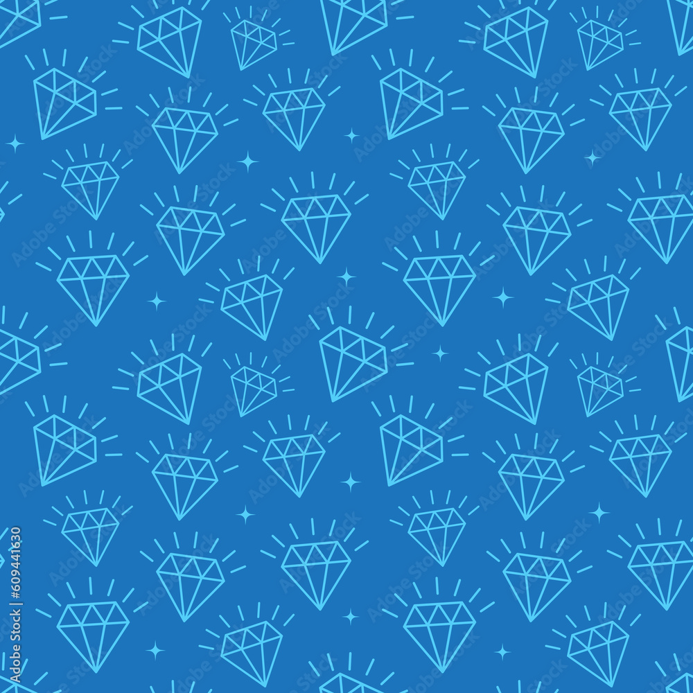 Poster vector seamless pattern with diamonds in blue color. seamless background can be used for wallpaper, 