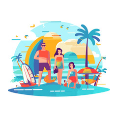 Obraz na płótnie Canvas summer vacation vector for template or poster beach 