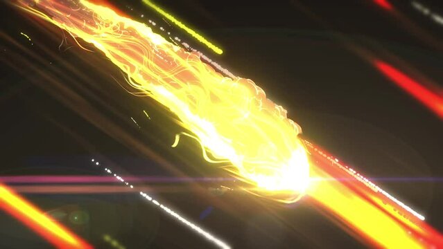 Meteor falling. Fireball and comet trail