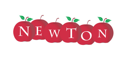 Newton's Law, Illustration of education apple, The apple is a symbol of knowledge, Newton second law on apple