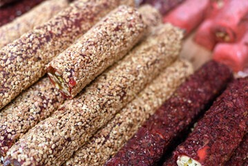 Turkish sweets. A market with different sweets