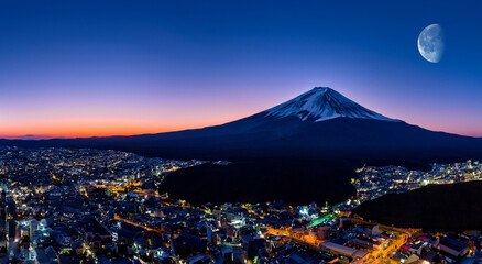 beautiful view of mount fuji japan in sunset