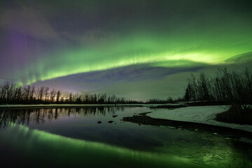 Fototapeta na wymiar Knik River, Alaska aurora