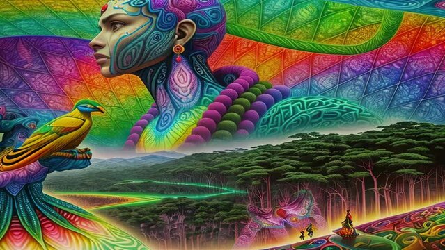 Earth goddess shaman ayahuasca hallucination, a.i. generated