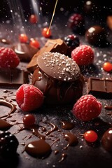 Fototapeta na wymiar Chocolate candies. Chocolate close-up shot. 