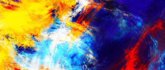 Obraz na płótnie Canvas Bright artistic splashes. Abstract painting background. Bright color pattern. Fractal artwork for creative graphic design
