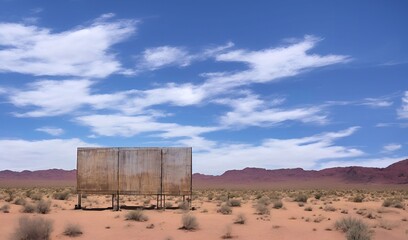 Fototapeta na wymiar blank sign in the desert Cinematic daylight generative ai illustration art