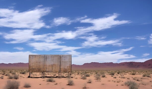 blank sign in the desert Cinematic daylight generative ai illustration art