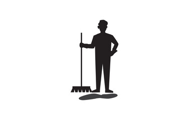 silhouette of a Man Cleaning  illustration vector eps