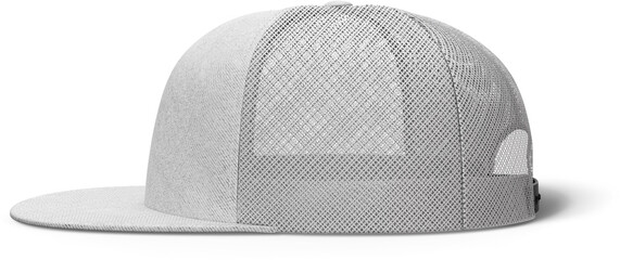 6 Panel Trucker Caps Mesh Design Side View White Blank Isolated 3D Rendering
