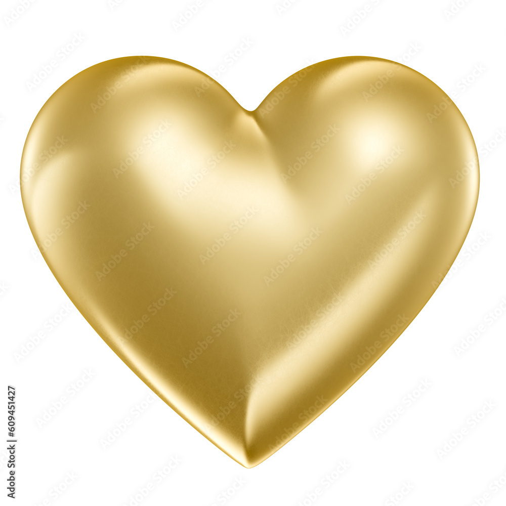 Canvas Prints gold heart isolated on transparent background 3d render
