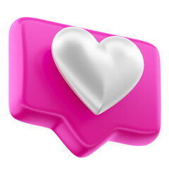 Pink heart shaped button like 3d render