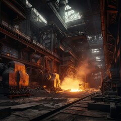 Fototapeta na wymiar Factory of steel industry created with Generative AI