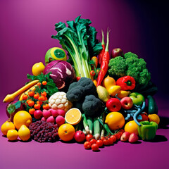 Food pyramide, healthy food, vegetables, fruits, generative ai