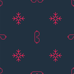 Set Snowflake and Ski goggles on seamless pattern. Vector