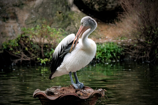 pelican on the water