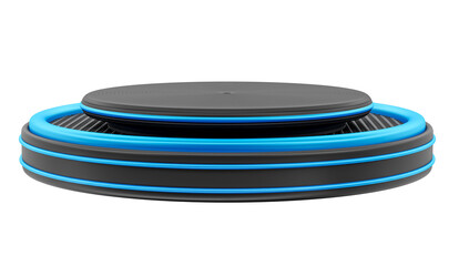 Podium metal black and blue produts isolated transparent background