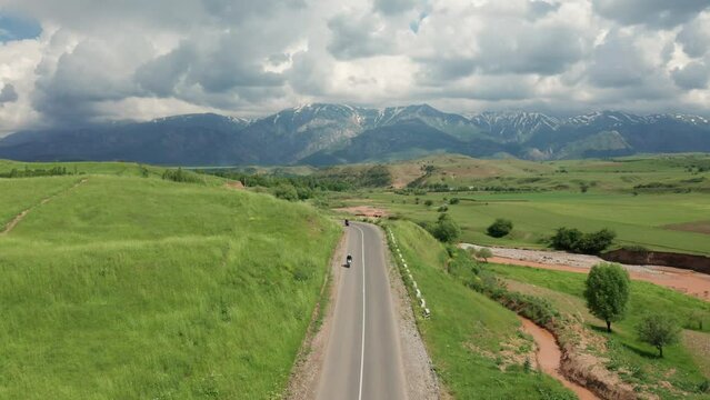 Aerial View of the Swiss Village near the Alps, Switzerland, Europe