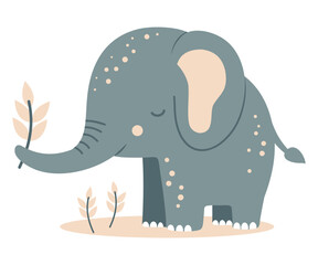 Fototapeta premium Cute baby elephant. Cartoon animal. Vector illustration