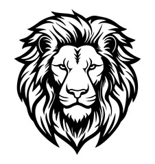 Lion head silhouette, black vector illustration