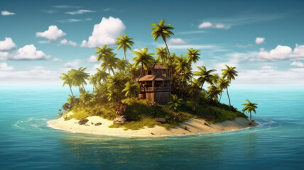 Obraz premium concept of tropical holiday island created with Generative AI technology