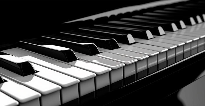 Classic piano key with white and black keys - AI generated image