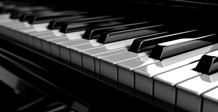 Classic piano key with white and black keys - AI generated image