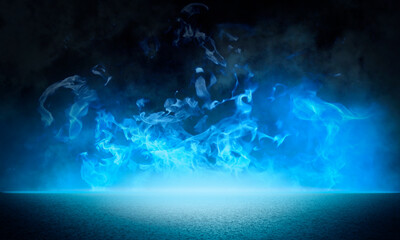 product display, mockup of a black background with a blue glow