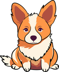 corgi cute dog with outline