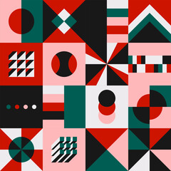 Geometric Wrapping popular squares stickers blocks. Mural trend graphic design Memphis Mixed shapes vector. Retro Flat Maximalism Style. Complex composition. - 609458692