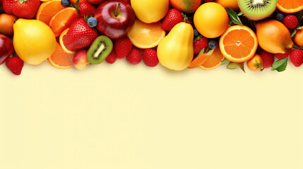 Naklejka na ściany i meble Fruit frame background for restaurant menu. IA generative.