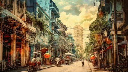 travel concept of hanoi, vietnam created with Generative AI technology