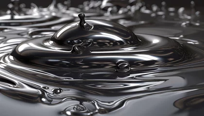 Rolgordijnen Abstract background with spreading liquid silver.Generative AI technology. © Екатерина Якубович