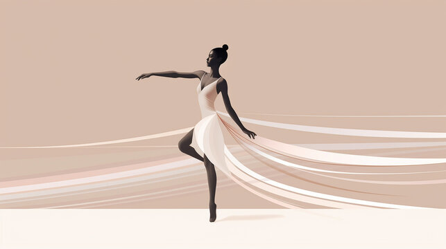 An illustration capturing the beauty of a ballet dancer's elongated lines Generative AI