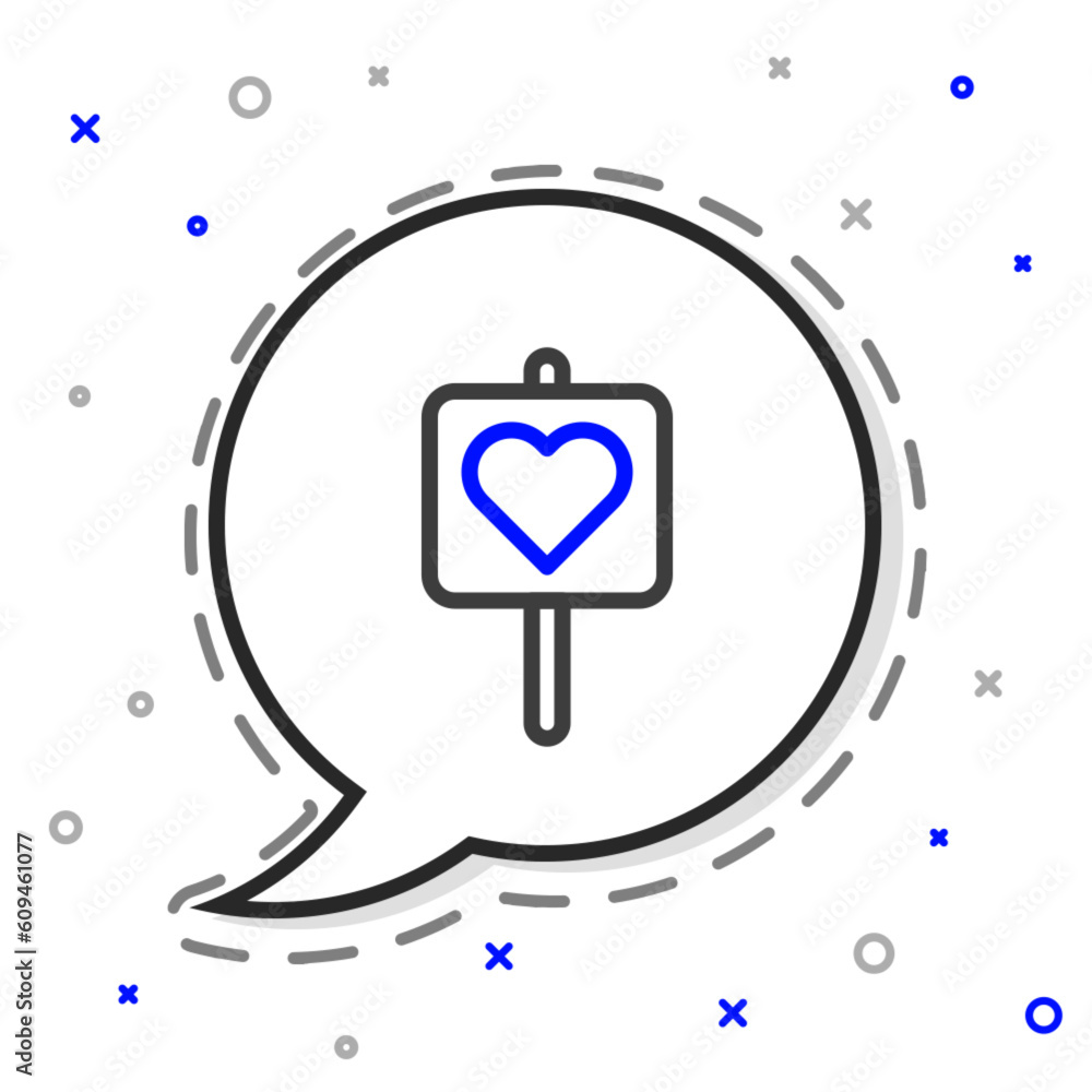 Poster line map pointer with heart icon isolated on white background. valentines day. love location. romant