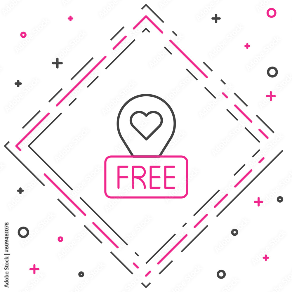 Poster line map pointer with heart icon isolated on white background. valentines day. love location. romant