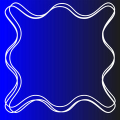 Original abstract wavy white frame on blue background