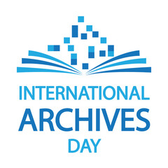 Archives day international open book, vector art illustration.