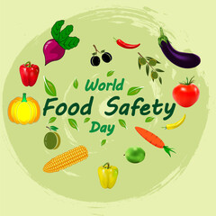 Food safety day world banner vegetables, vector art illustration.